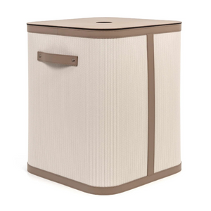 Square Lidded Leather Basket | Pinetti Roda | OROA.com
