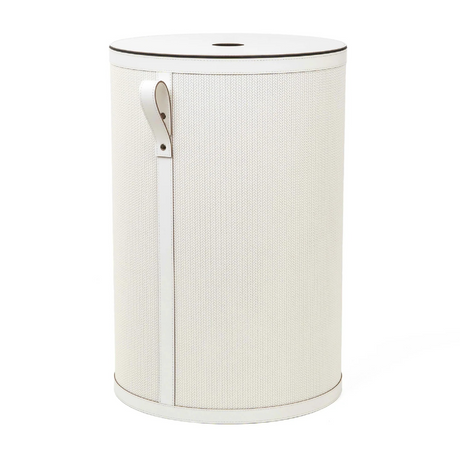 Round Lidded Leather Basket | Pinetti Roda | OROA.com