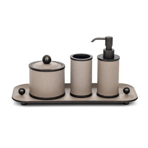 Leather Covered Round Bathroom Set | Pinetti Olimpia | OROA.com