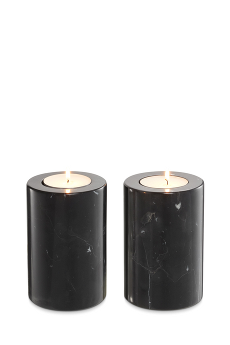 Black Marble Candle Holders 2 | Eichholtz Tobor S | OROA TRADE