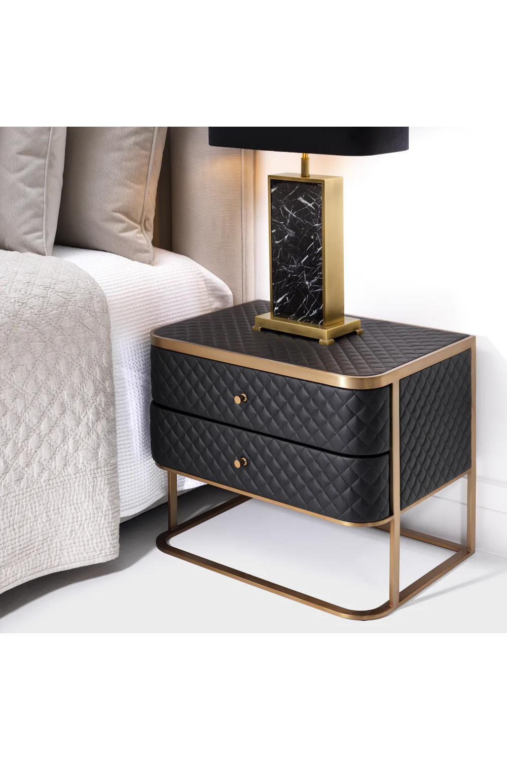 Black Leather Side Table | Eichholtz Monfort | OROA.com