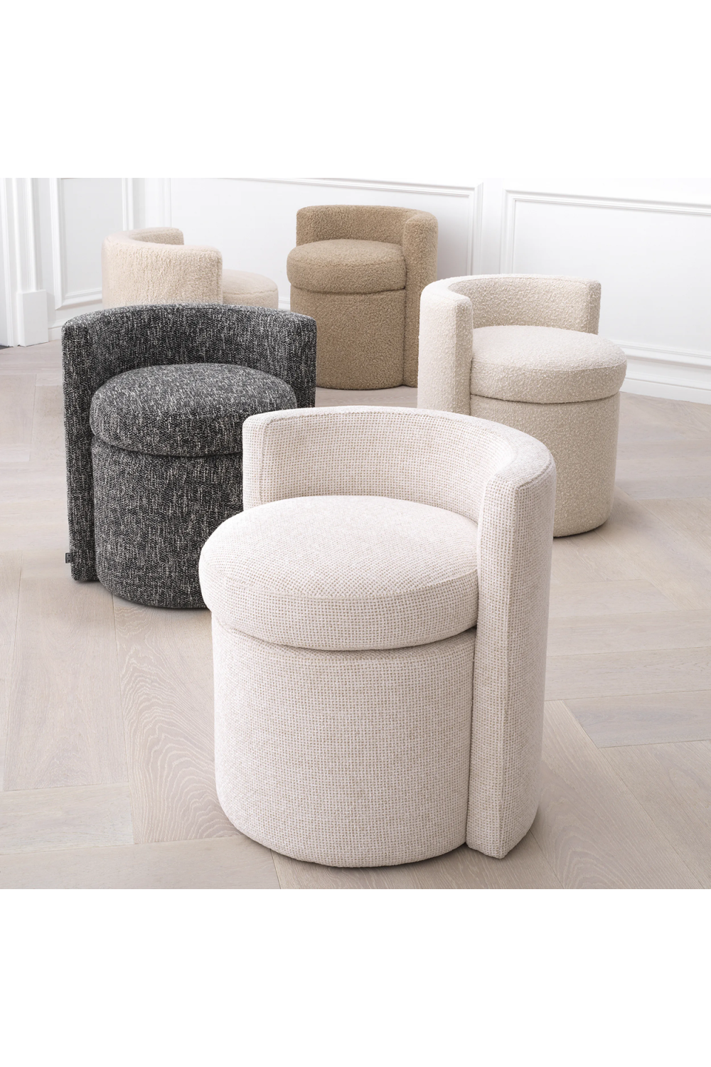 Cream Bouclé Curved Back Stool | Eichholtz Arcadia | Oroa.com