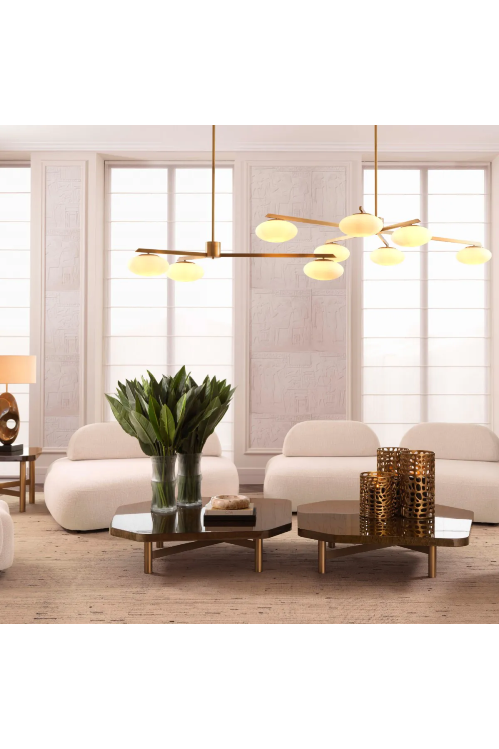 Elliptical White Glass Chandelier | Eichholtz Evergreen | OROA.com