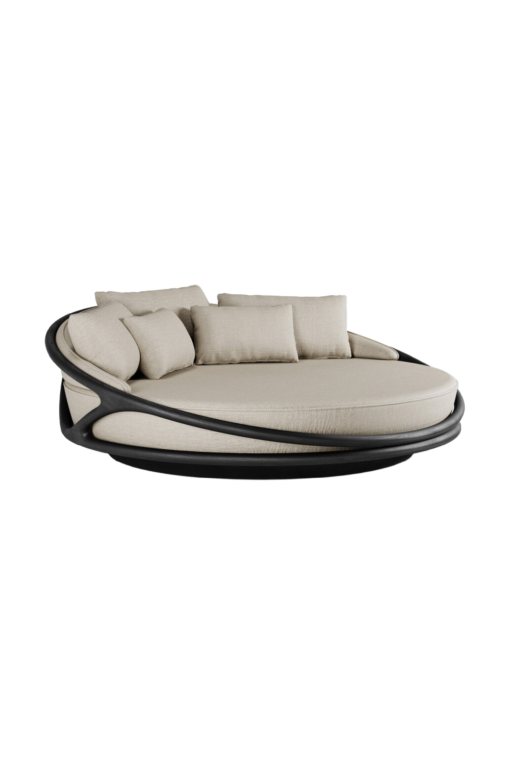 Round Varnished Teak Outdoor Daybed | Morpho By Tomorrowland Solis | Oroa.com