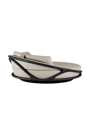 Round Varnished Teak Outdoor Daybed | Morpho By Tomorrowland Solis | Oroa.com