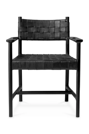 Woven Black Leather Dining Armchair | Eichholtz Tiberio | Oroa.com
