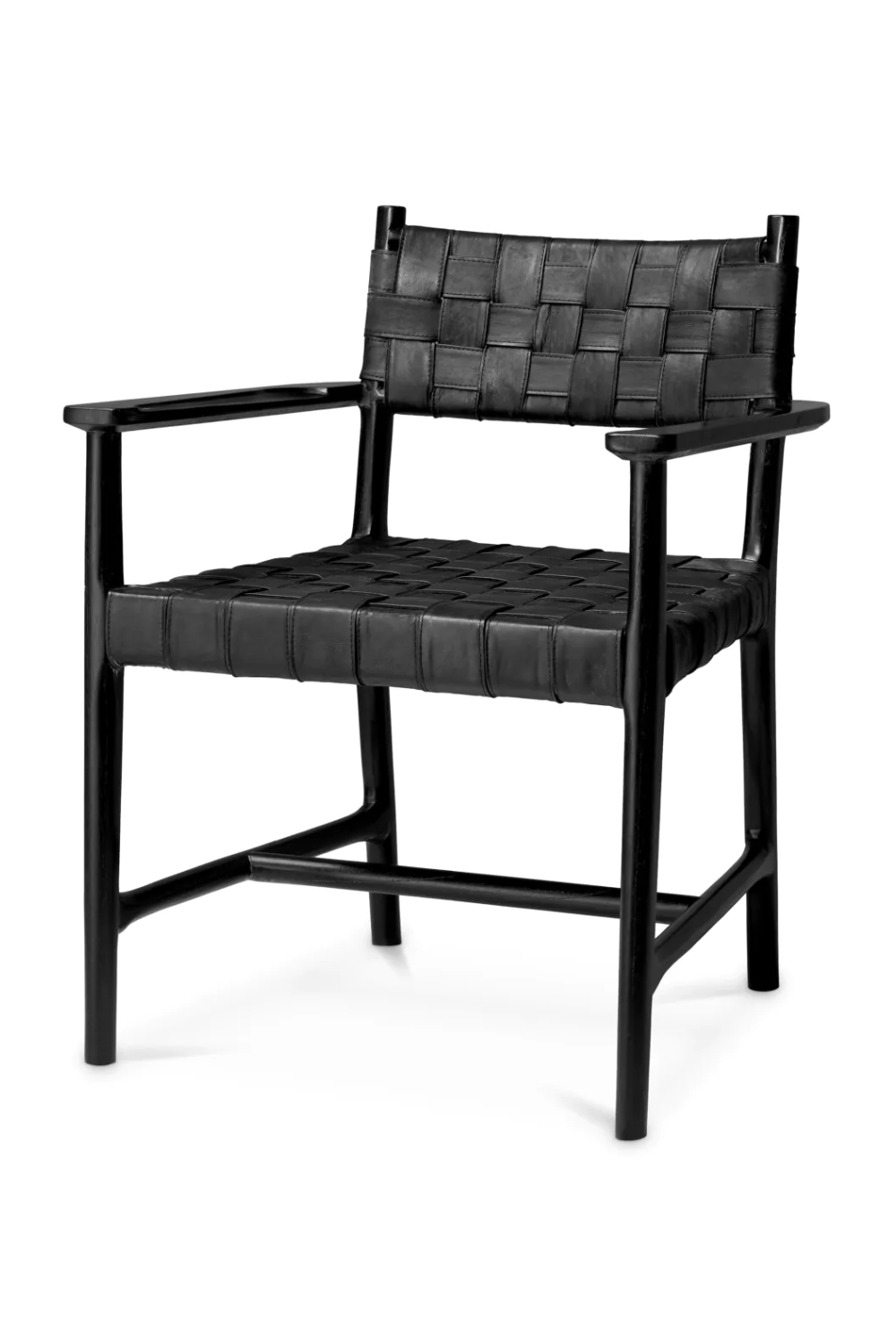 Woven Black Leather Dining Armchair | Eichholtz Tiberio | Oroa.com