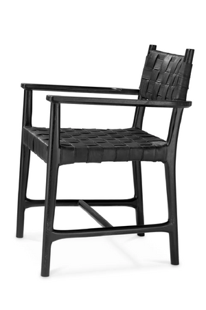 Woven Black Leather Dining Armchair | Eichholtz Tiberio | Oroa.com