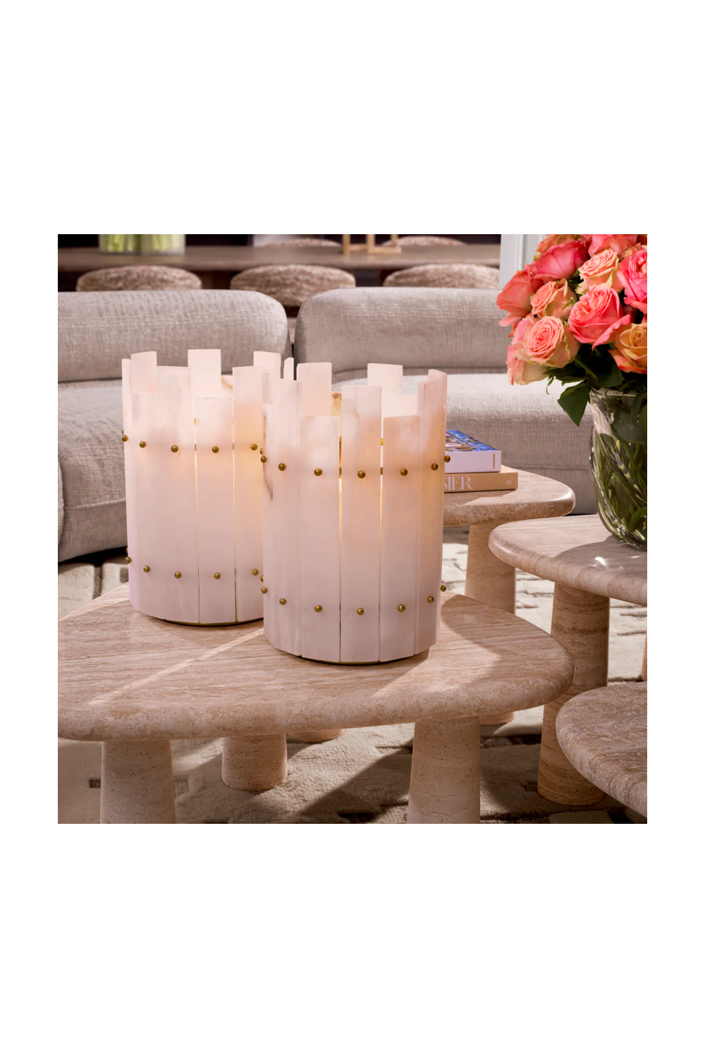 Alabaster Hurricane Candle Holder | Eichholtz Ruby | Oroa.Com