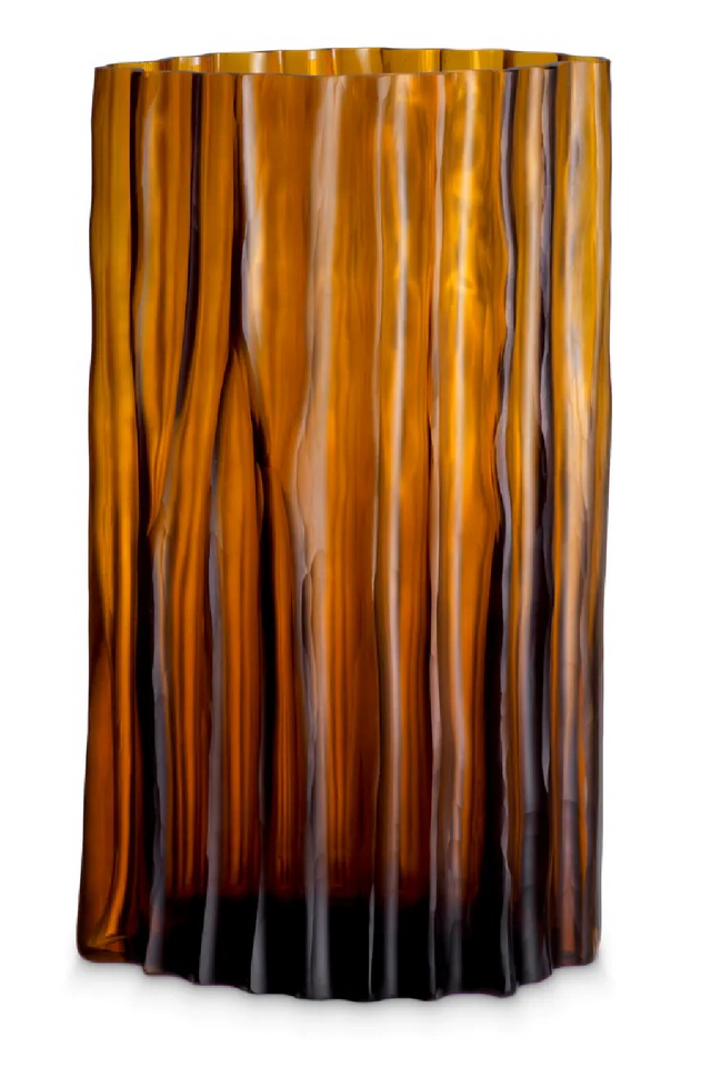 Fluted Amber Glass Vase | Eichholtz Vivente | OROA.com