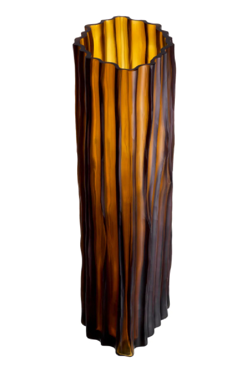 Fluted Amber Glass Vase | Eichholtz Vivente | OROA.com