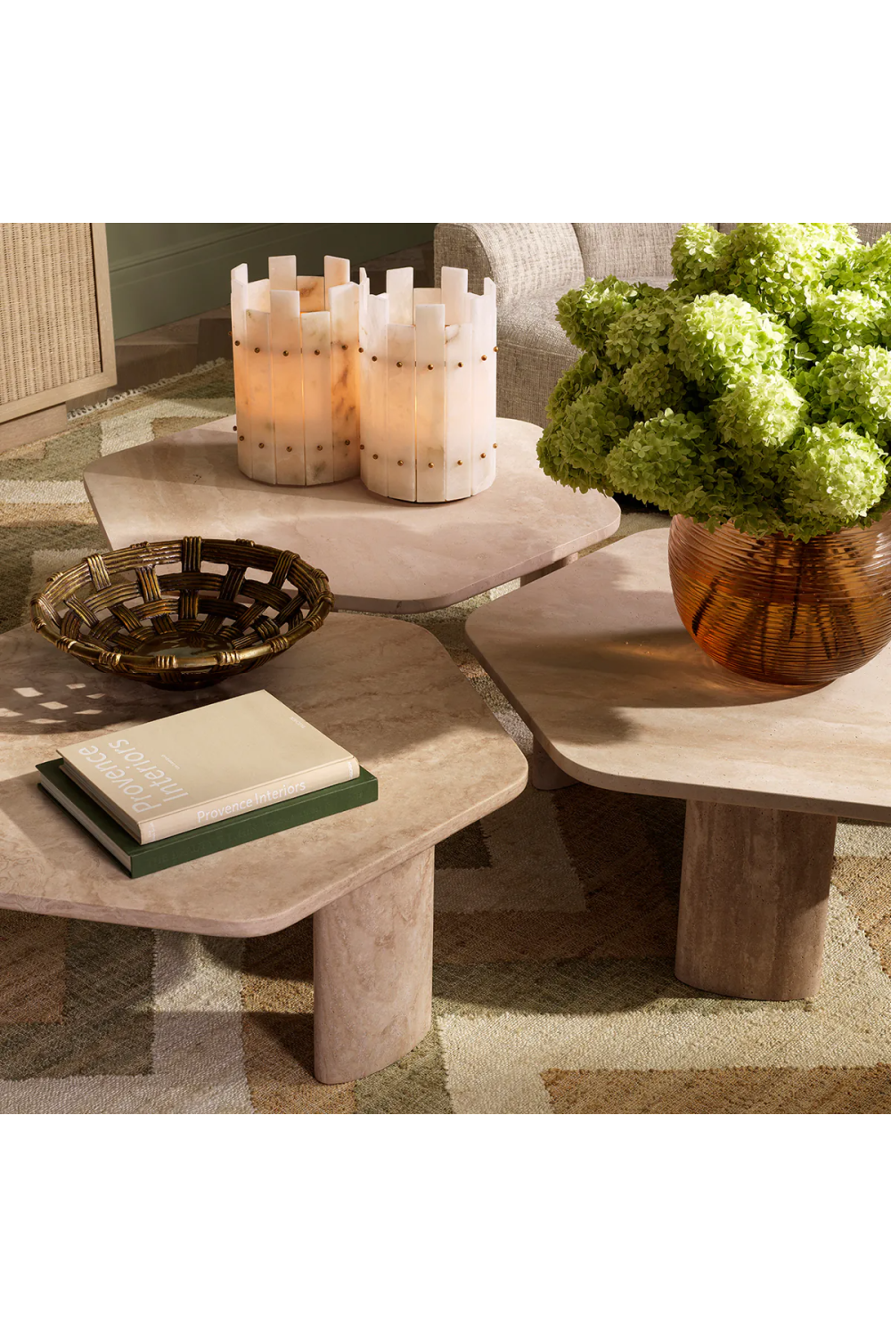 Hexagonal Travertine Coffee Table | Eichholtz Zenitho | Oroa.com