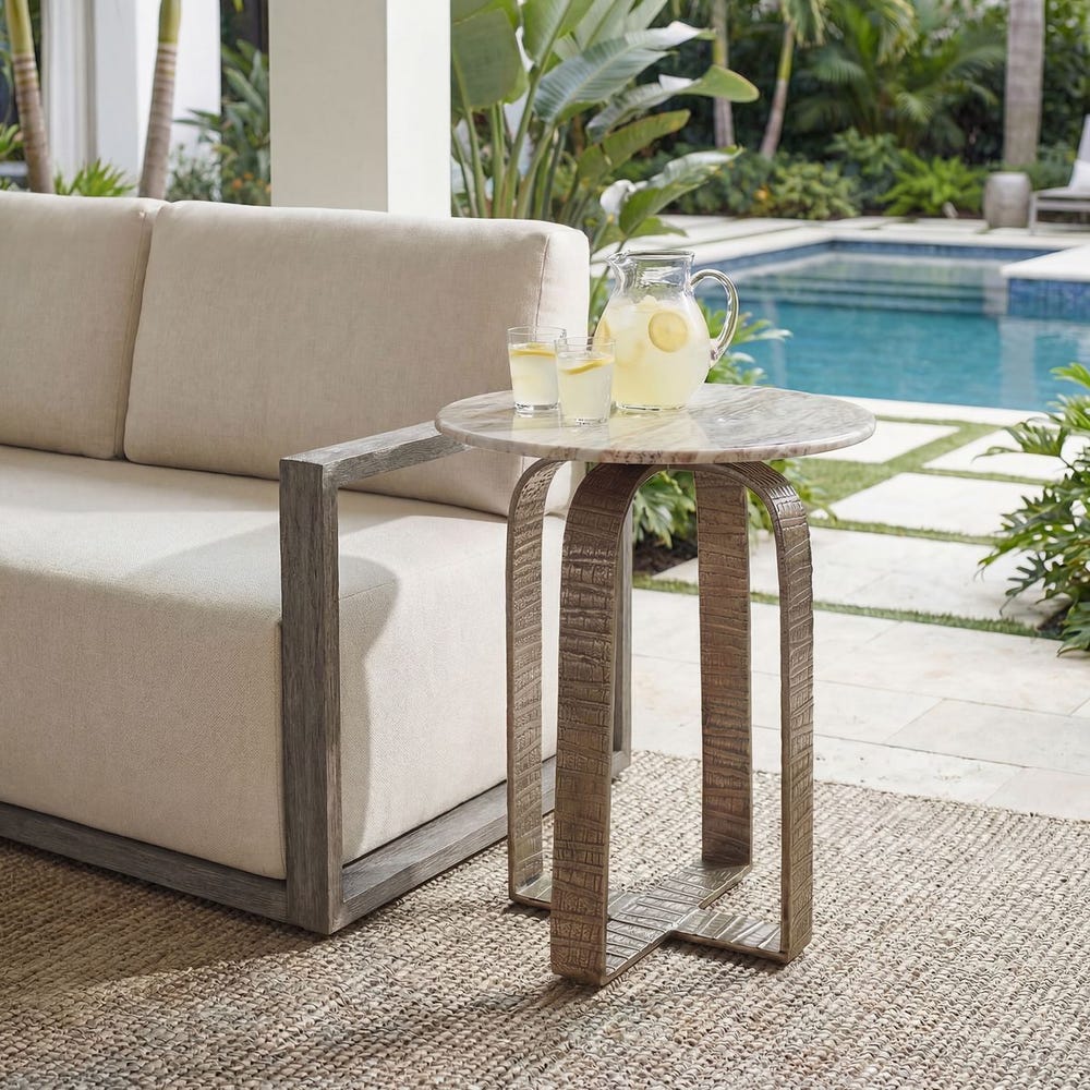   Round Marble Indoor/Outdoor Side Table | Oroa.com