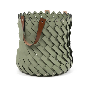 Leather Strips Basket with Handles M | Pinetti Almeria | OROA.com