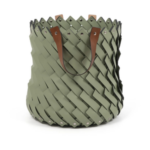 Leather Strips Basket with Handles M | Pinetti Almeria | OROA.com