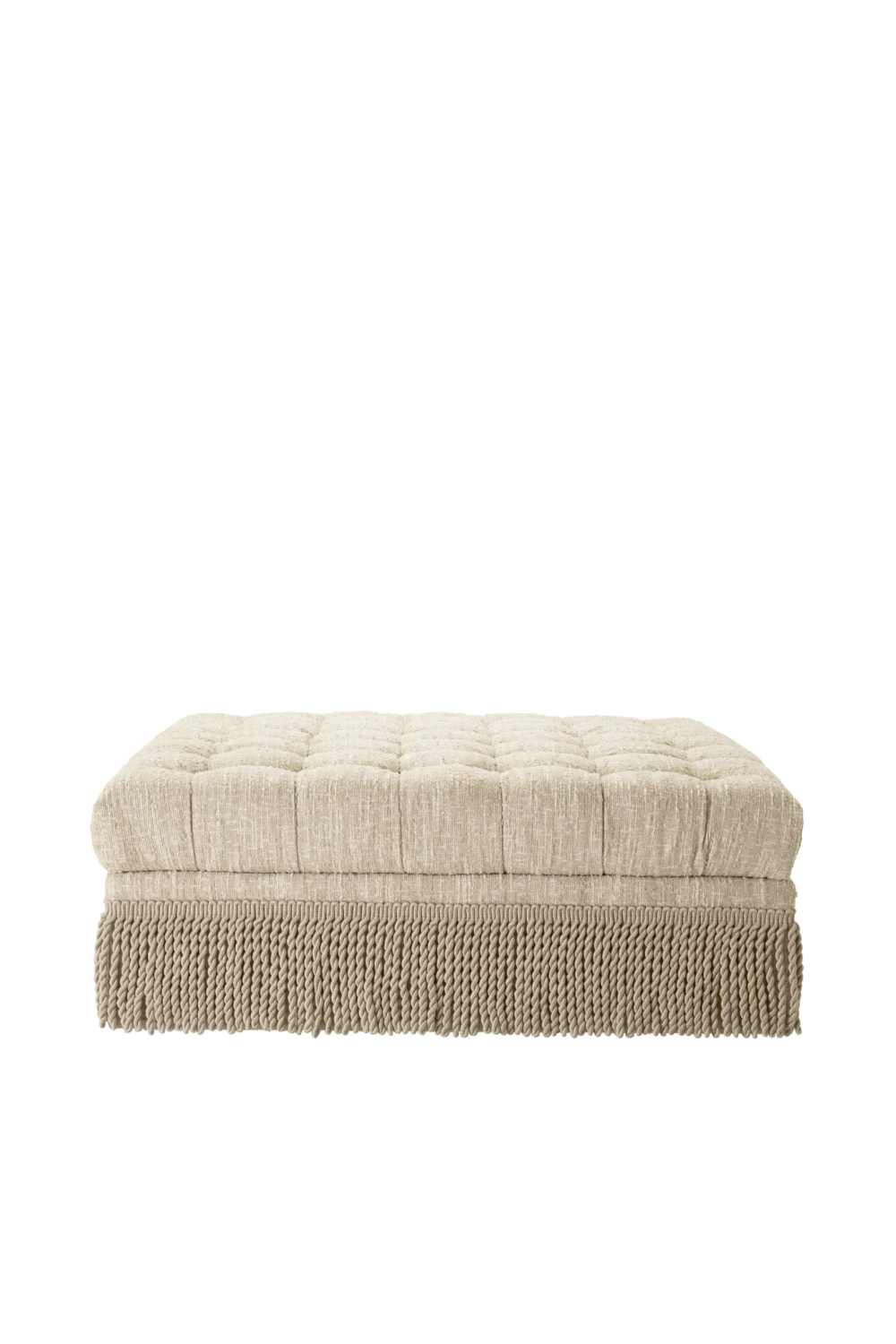 Cream Boucle Tufted Fringe Ottoman | Eichholtz Dorantes | Oroatrade.com