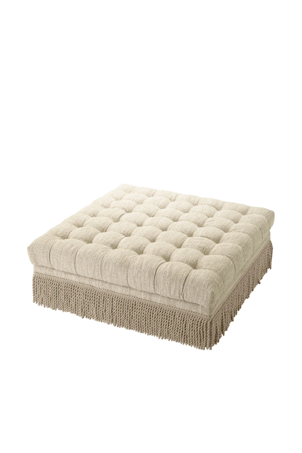 Cream Boucle Tufted Fringe Ottoman | Eichholtz Dorantes | Oroatrade.com