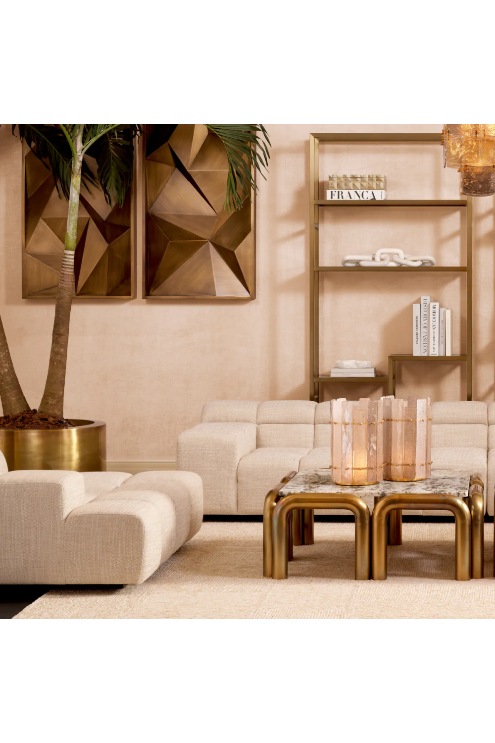 Beige Grid-Tufted Modular Sofa | Eichholtz Hunter | Oroa.com