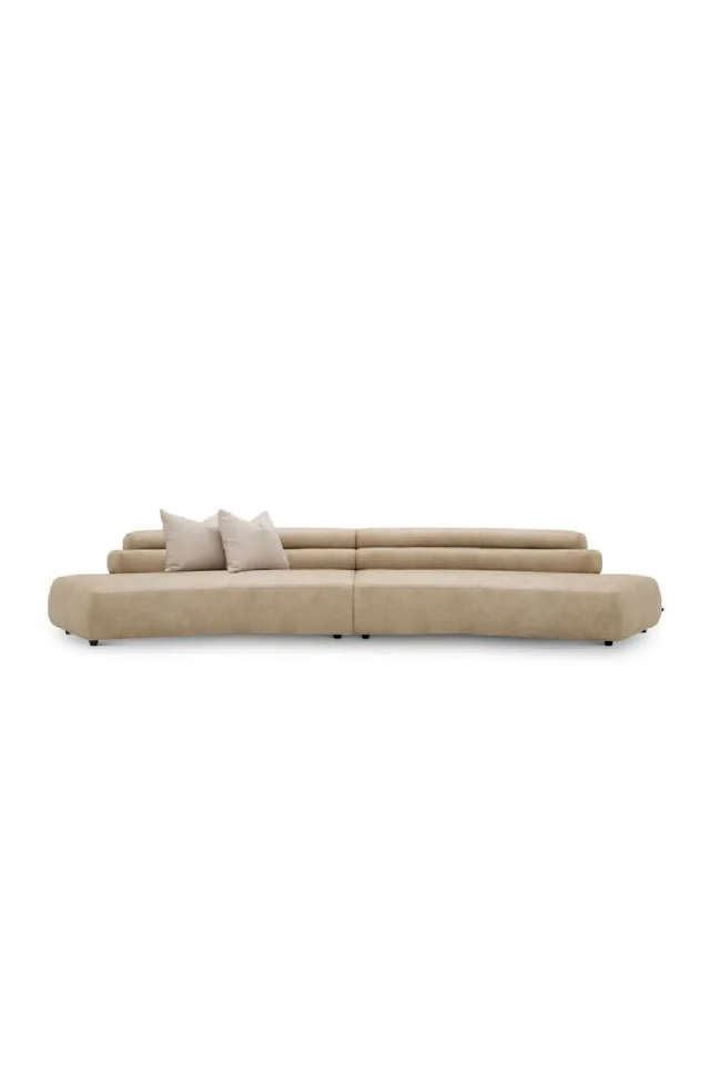 Beige Leather Curved Sofa | Eichholtz Marvella | Oroa.com