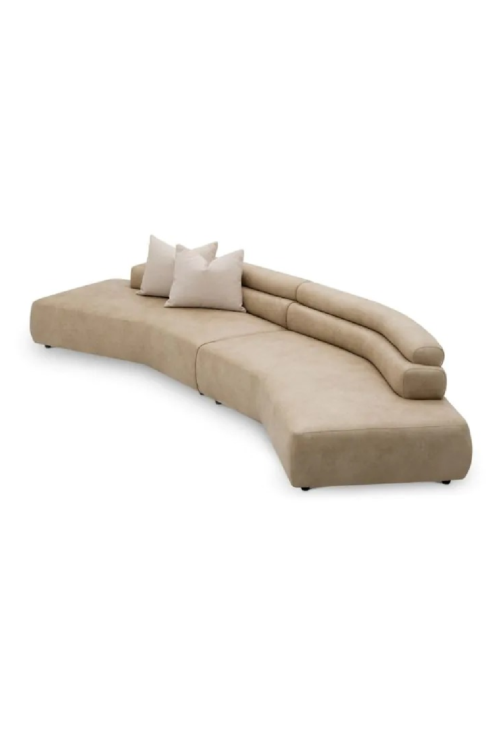 Beige Leather Curved Sofa | Eichholtz Marvella | Oroa.com
