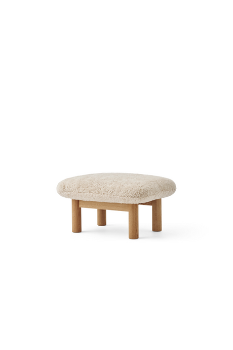 Wooden Leg Sheepskin Ottoman | Audo Copenhagen Brasilia | Oroa.com