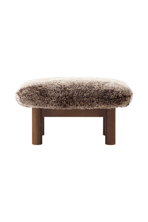 Wooden Leg Sheepskin Ottoman | Audo Copenhagen Brasilia | Oroa.com