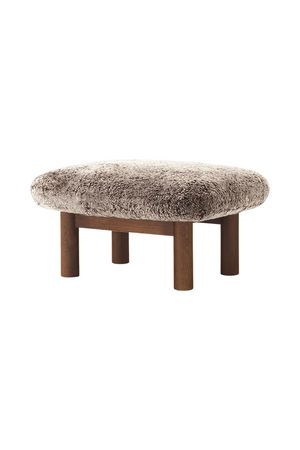Wooden Leg Sheepskin Ottoman | Audo Copenhagen Brasilia | Oroa.com
