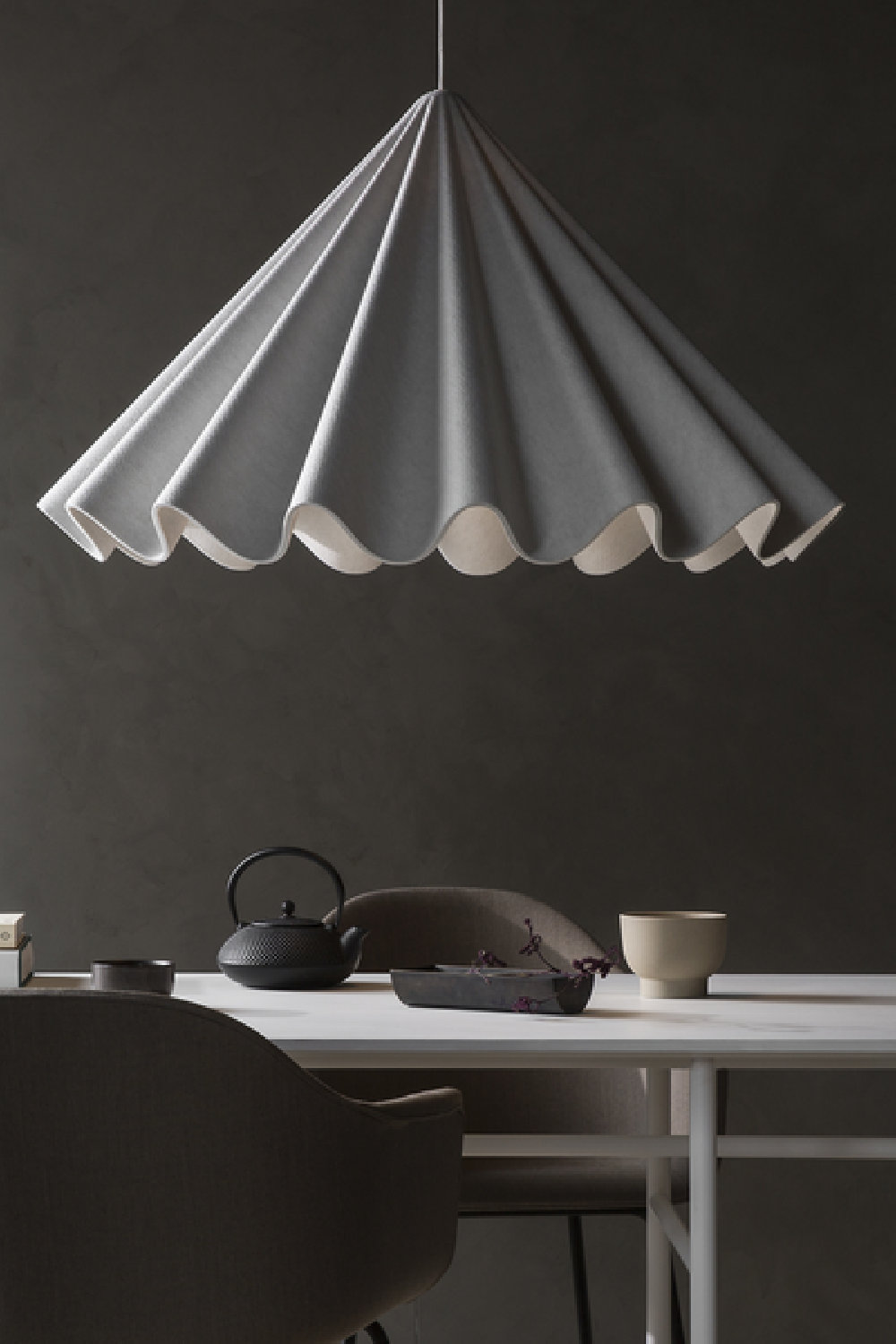 White Wavy Conical Pendant Lamp | Audo Copenhagen Dancing | Oroa.com
