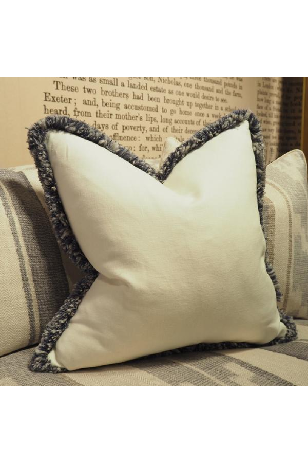 Fringed Linen Cushion | Andrew Martin Beagle | Oroa.com