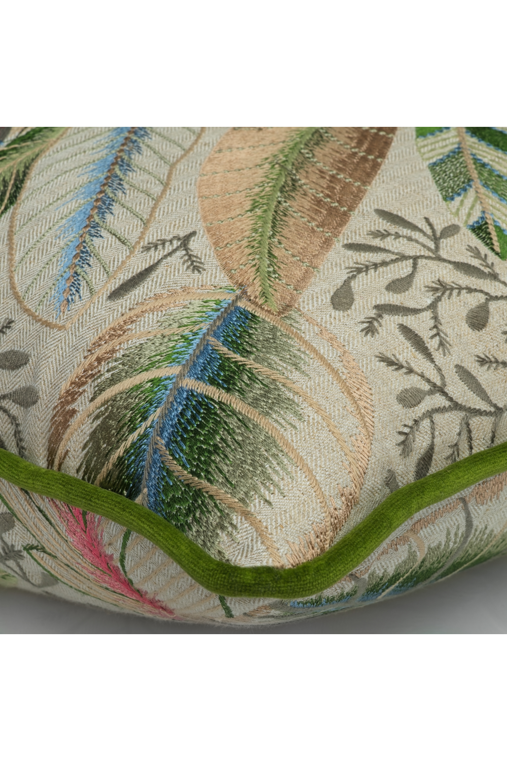 Foliage Embroidery Linen Cushion | Andrew Martin Spirit | Oroa.com