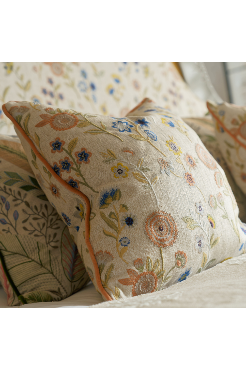 Floral Embroidered Cushion | Andrew Martin Fable | Oroa.com