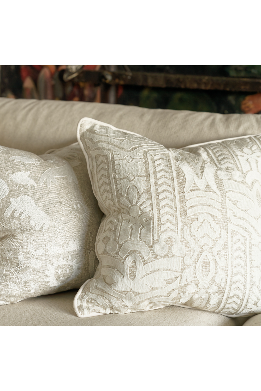 Linen Embroidered Cushion | Andrew Martin Totem | Oroa.com