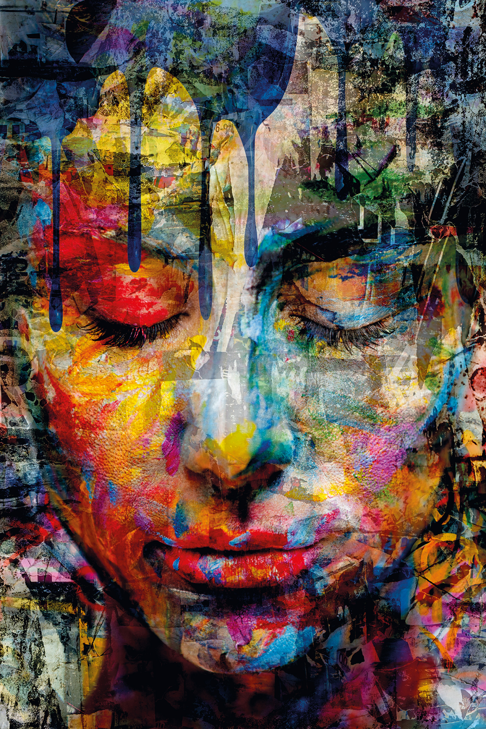 Multi-Colored Face Plexiglass Artwork | Andrew Martin Meditation | Oroa.com