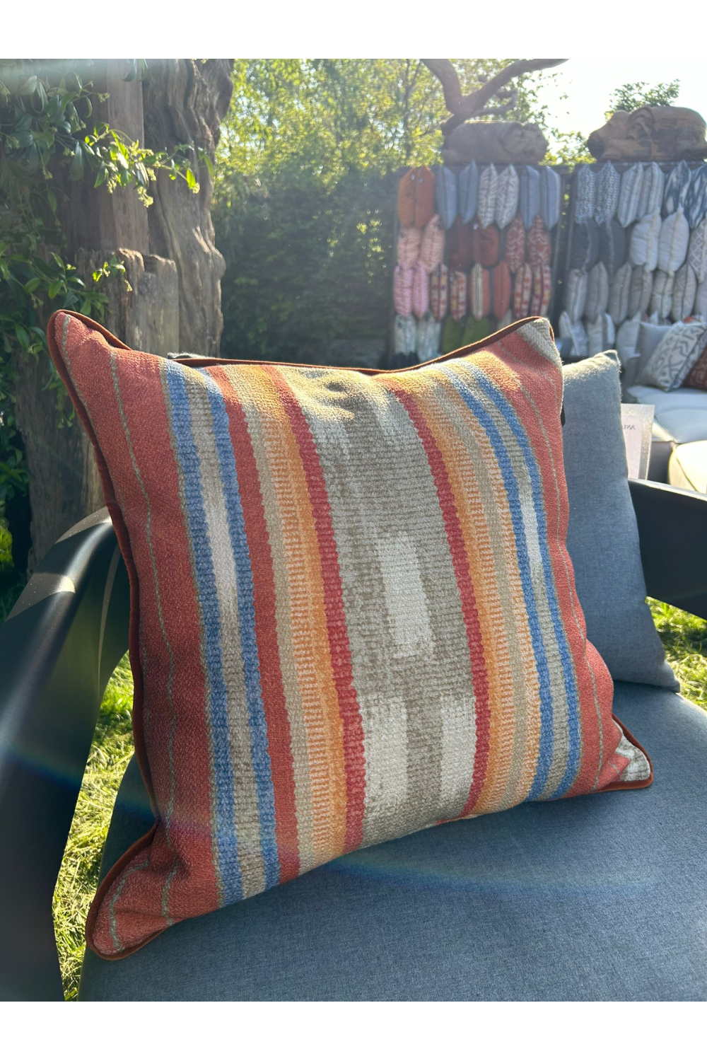 Multi-Colored Stripe Outdoor Cushion | Andrew Martin Brick | Oroa.com