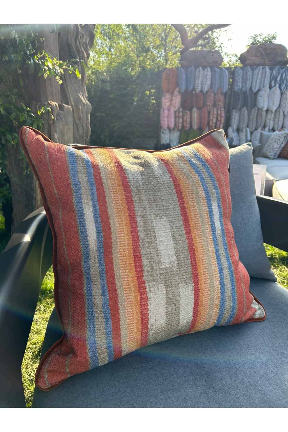 Multi-Colored Stripe Outdoor Cushion | Andrew Martin Argo | Oroa.com