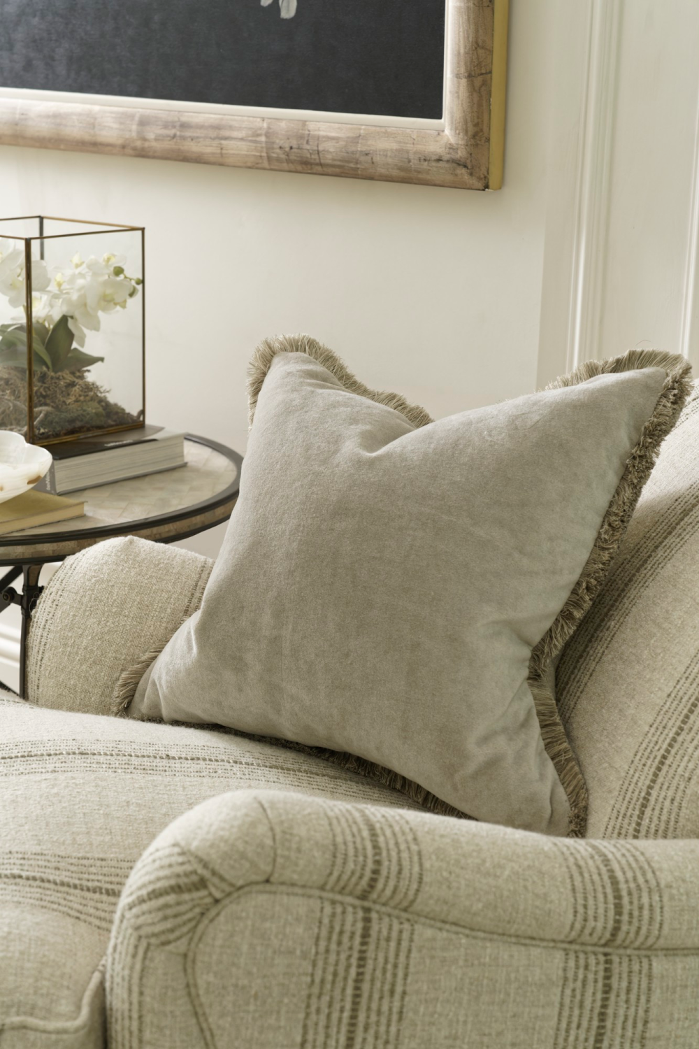 Two-Tone Trimmed Velvet Cushion | Andrew Martin Venetia | Oroa.com