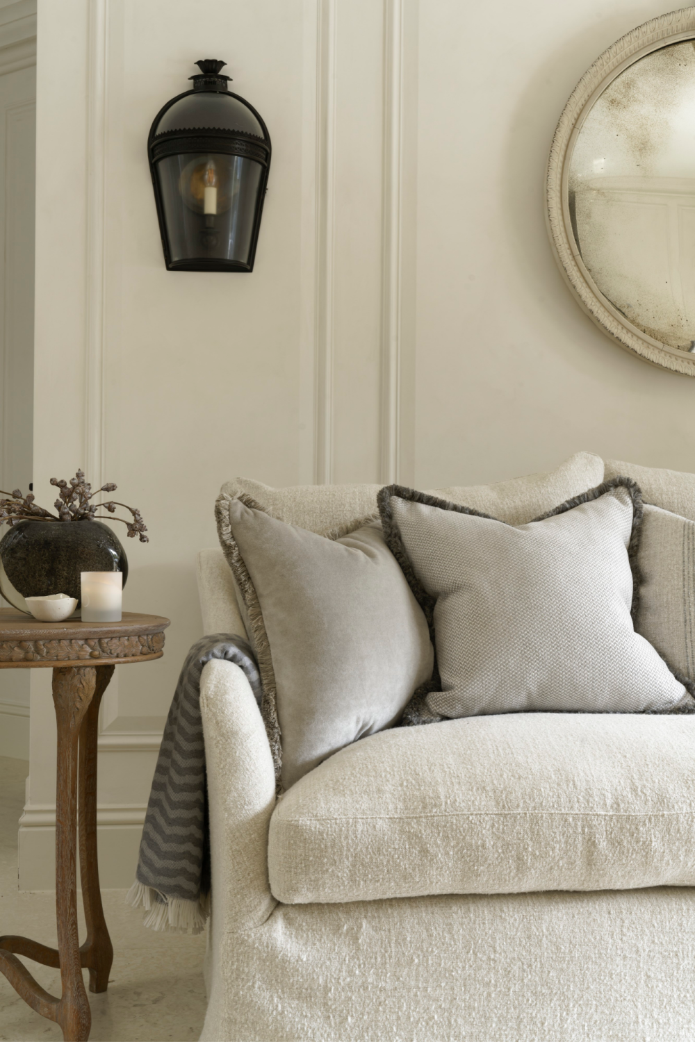 Chenille Herringbone Trimmed Cushion | Andrew Martin Sanremo | Oroa.com