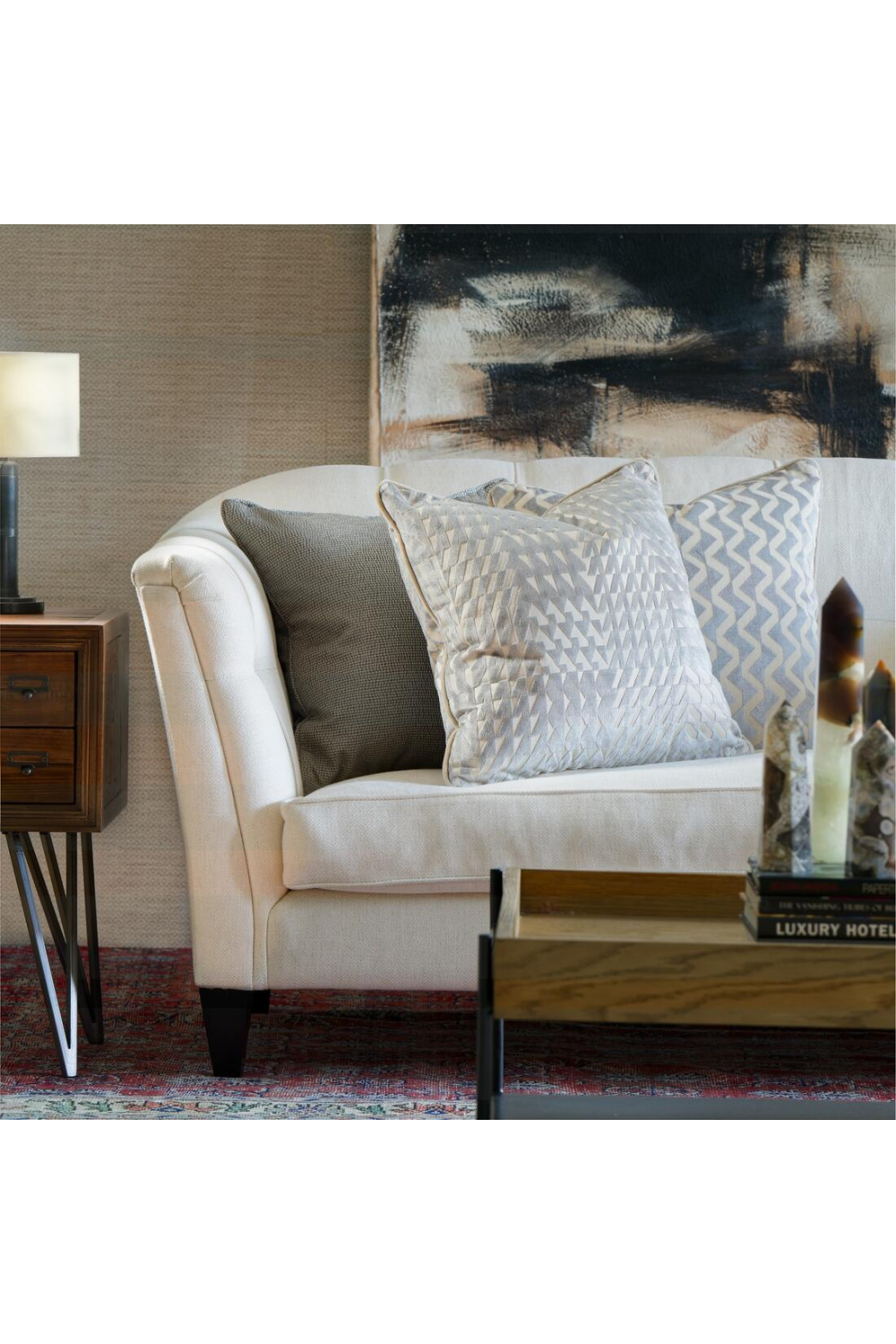 Patterned Epingle Velvet Cushion | Andrew Martin Park | Oroa.com