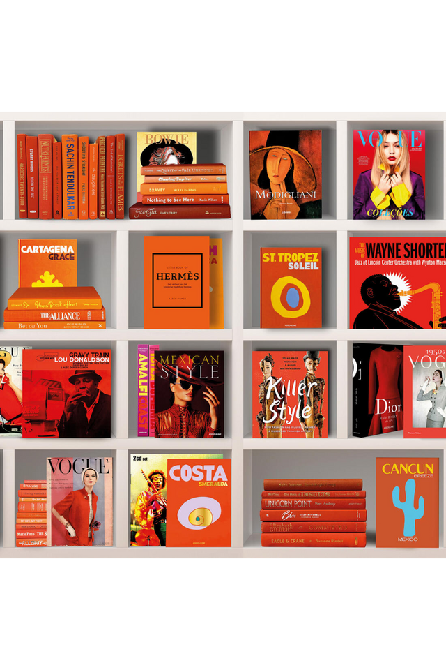 Orange-Toned Books Plexiglass Artwork | Andrew Martin Warm Feelings | Oroa.com