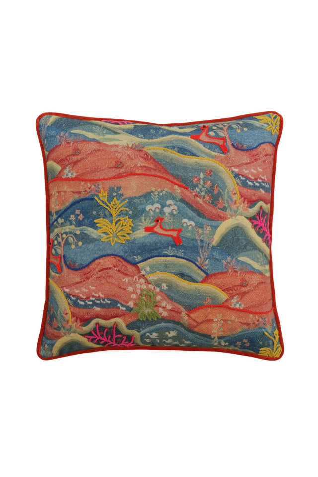Painterly Embroidered Cushion | Andrew Martin Meadow | Oroa.com