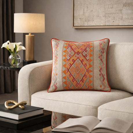   Orange Patterned Square Cushion | Oroa.com