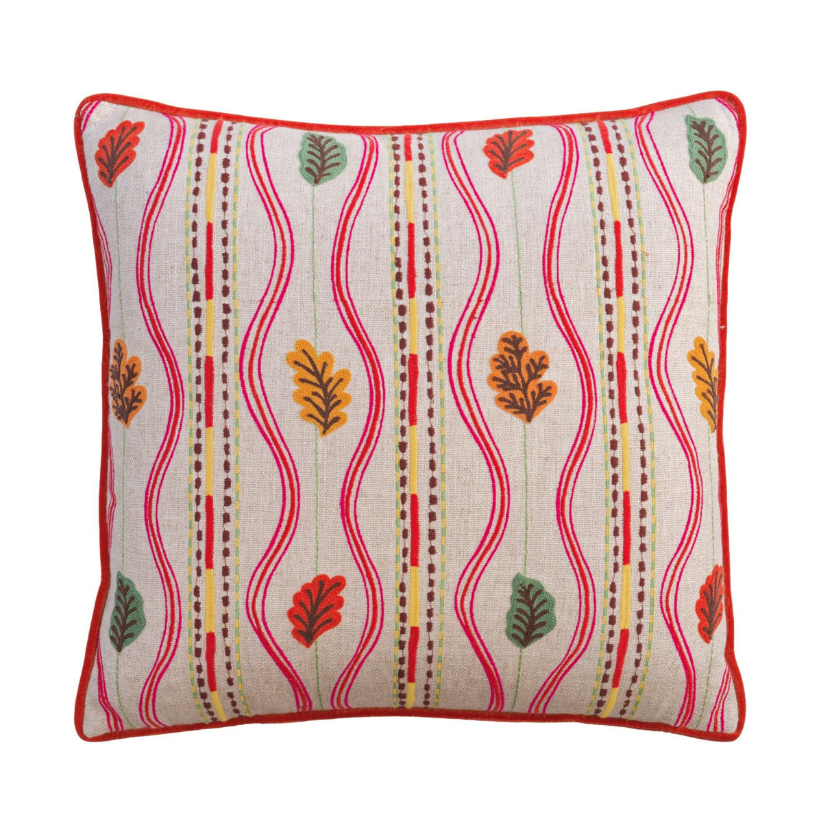   Embroidered Oak Leaves Cushion | Oroa.com
