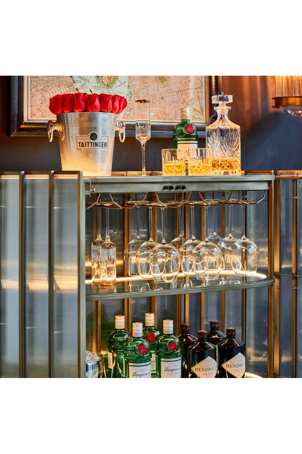 Glass Panel Bar Cabinet | Andrew Martin Shimmer | Oroa.com