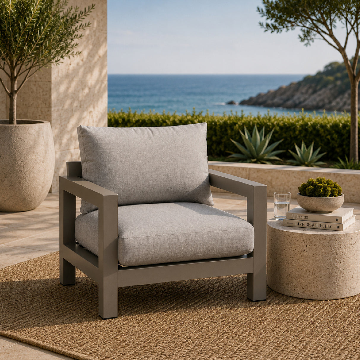   Gray Aluminum Outdoor Armchair | Oroa.com