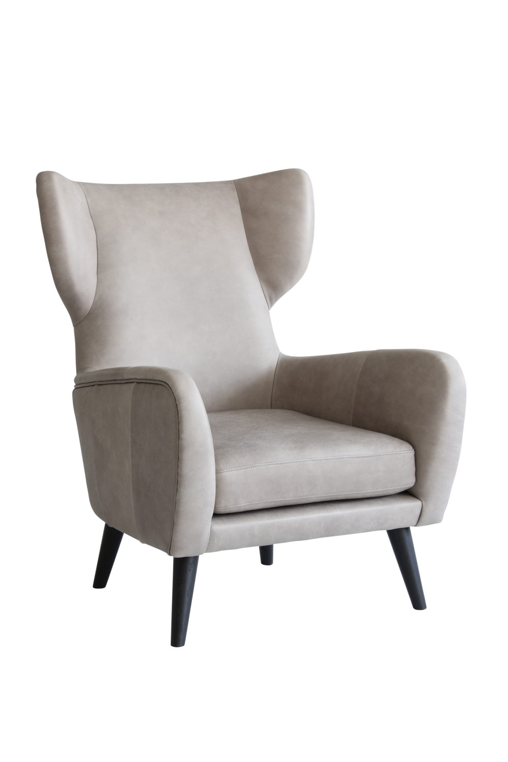 Gray Leather Winged Lounge Chair | Andrew Martin Felix | Oroa.com