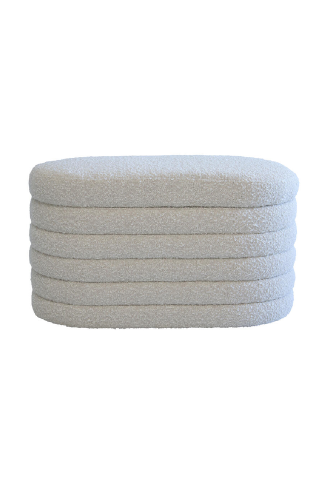 Cream Bouclé Oval Ottoman | Andrew Martin Ofali | Oroa.com