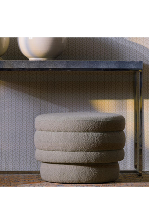 Bouclé Round Stool | Andrew Martin Teddy | Oroa.com