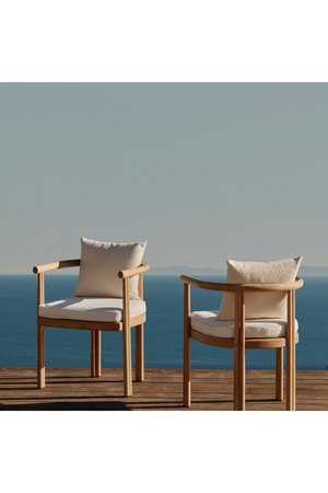 Curved Teak Outdoor Dining Armchair | Andrew Martin Cove | Oroa.com