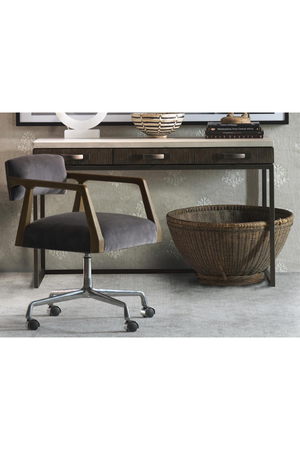 Gray Velvet Swivel Desk Chair | Andrew Martin Theo | Oroa.com