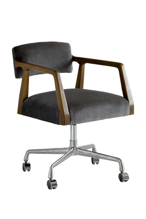 Gray Velvet Swivel Desk Chair | Andrew Martin Theo | Oroa.com